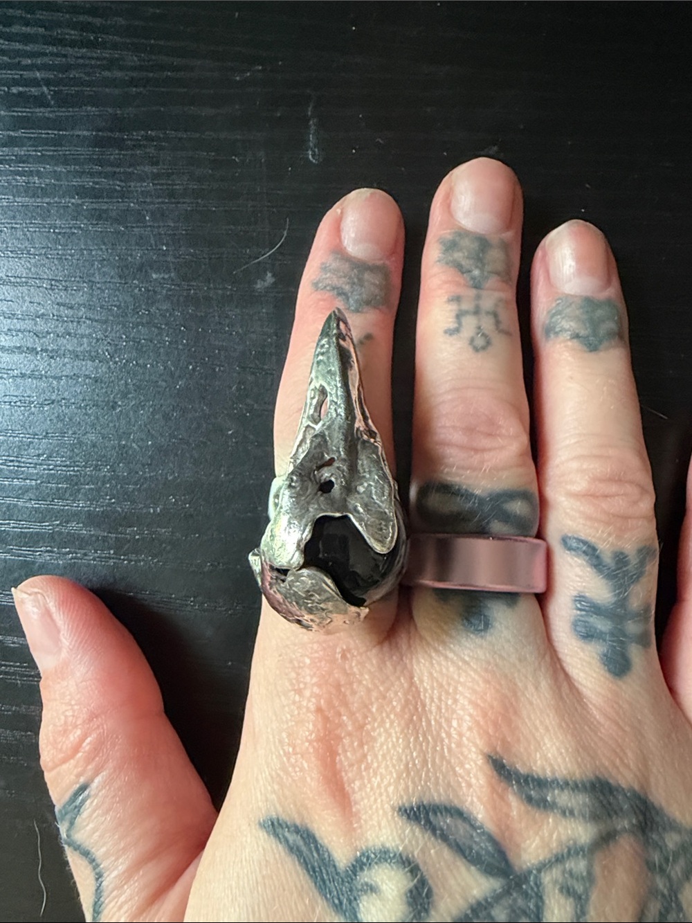 OOAK sterling silver & onyx ring - Picture 4 of 5